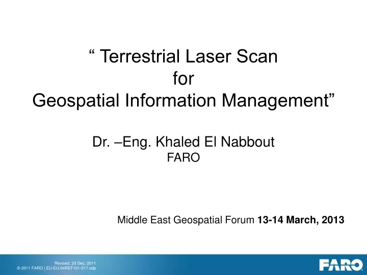 terrestrial laser scan for geospatial information