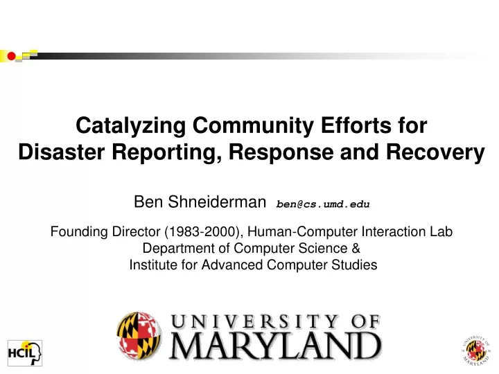 catalyzing community efforts for disaster