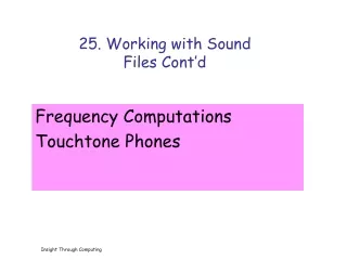 25. Working with Sound  Files Cont’d