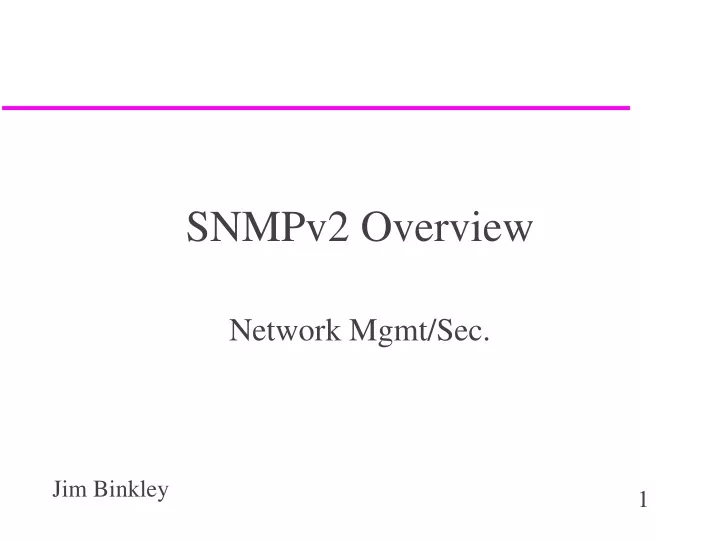 snmpv2 overview