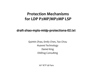 Protection Mechanisms  for LDP P2MP/MP2MP LSP