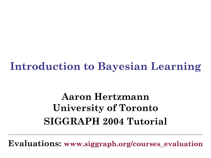 introduction to bayesian learning