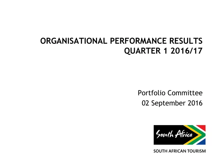 organisational performance results quarter 1 2016 17