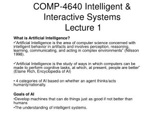 COMP-4640 Intelligent &amp; Interactive Systems  Lecture 1