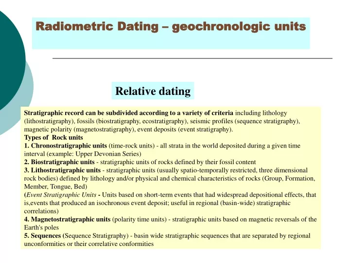 radiometric dating geochronologic units