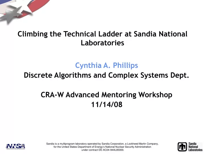climbing the technical ladder at sandia national laboratories