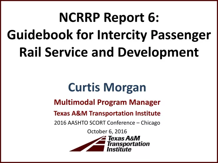 ncrrp report 6 guidebook for intercity passenger rail service and development