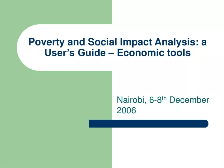 poverty and social impact analysis a user s guide economic tools