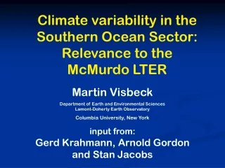 Climate variability in the Southern Ocean Sector: Relevance to the  McMurdo LTER