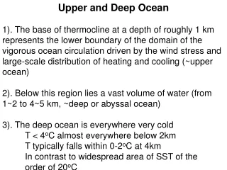 Upper and Deep Ocean