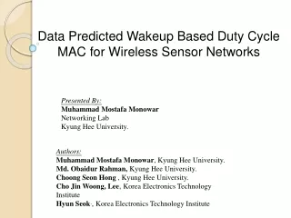 Data Predicted Wakeup Based Duty Cycle MAC for Wireless Sensor Networks