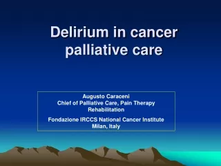 Delirium in cancer palliative care