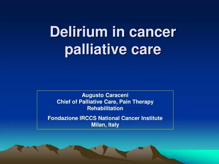 delirium in cancer palliative care