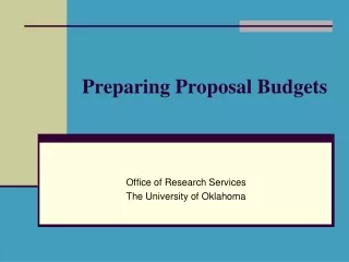 Preparing Proposal Budgets