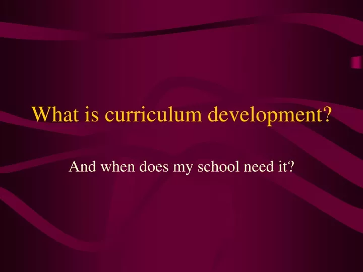 what is curriculum development