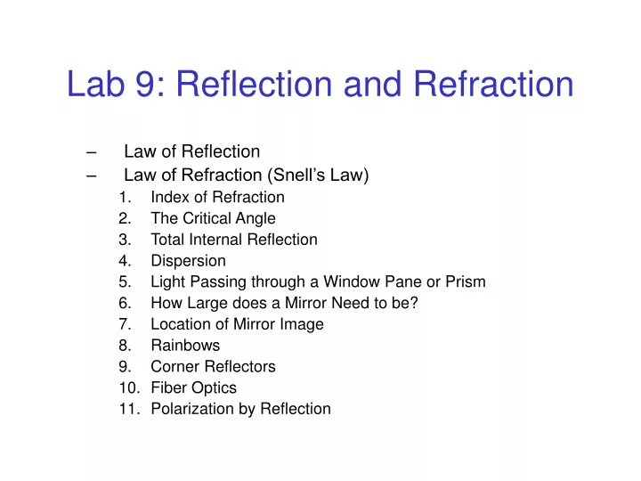 lab 9 reflection and refraction