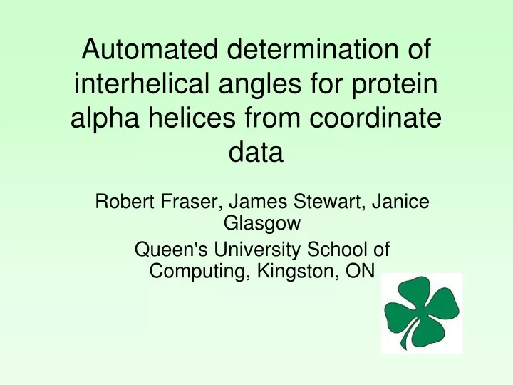 automated determination of interhelical angles for protein alpha helices from coordinate data