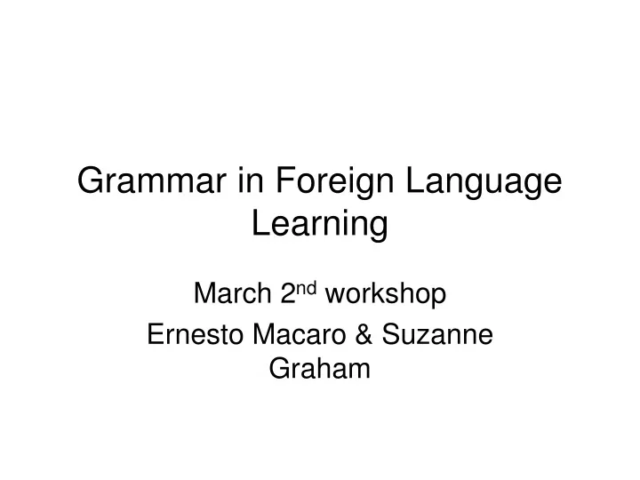 grammar in foreign language learning