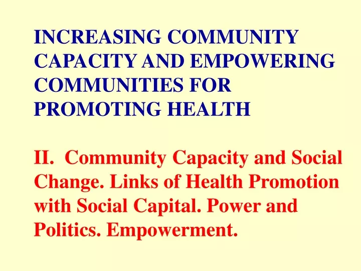 increasing community capacity and empowering