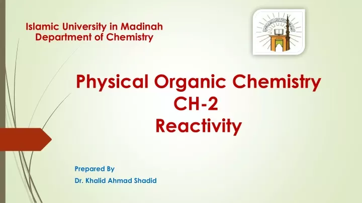 physical organic chemistry ch 2 reactivity