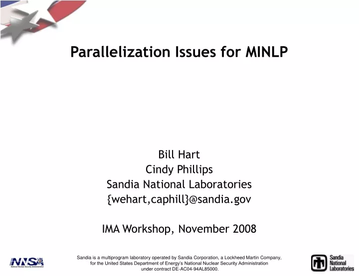 parallelization issues for minlp
