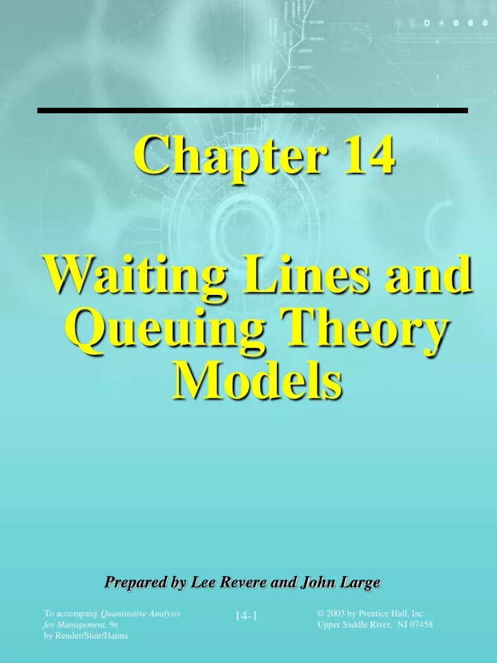 chapter 14 waiting lines and queuing theory models