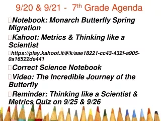 9/20 &amp; 9/21 -  7 th  Grade Agenda