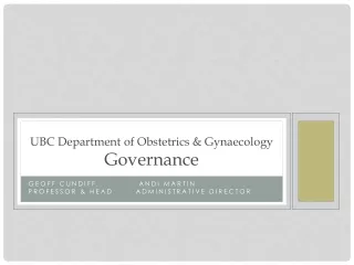 UBC Department of Obstetrics &amp; Gynaecology Governance