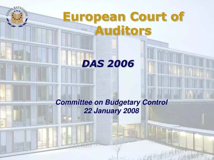 committee on budgetary control 22 january 2008