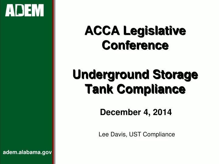 acca legislative conference underground storage tank compliance