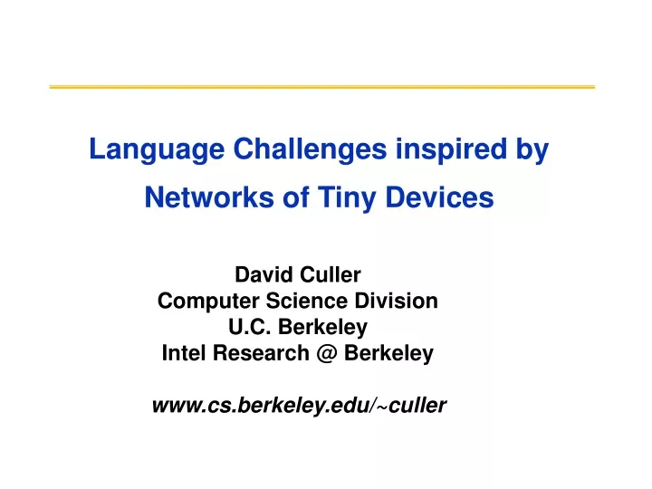 language challenges inspired by networks of tiny devices