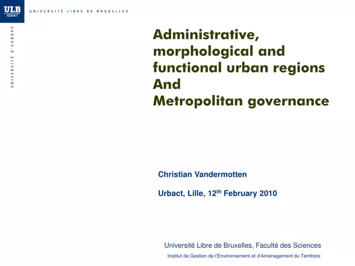 administrative morphological and functional urban