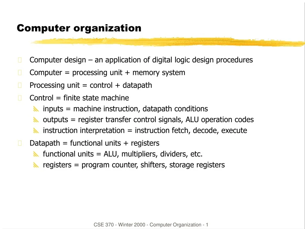 PPT - Computer Organization and Design Procedures PowerPoint ...
