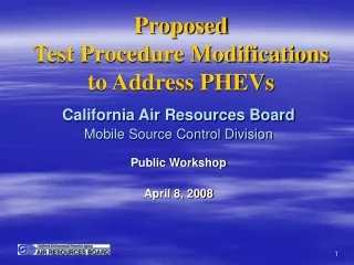 Proposed  Test Procedure Modifications  to Address PHEVs