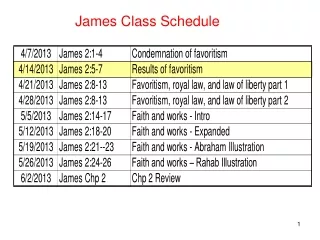 James Class Schedule
