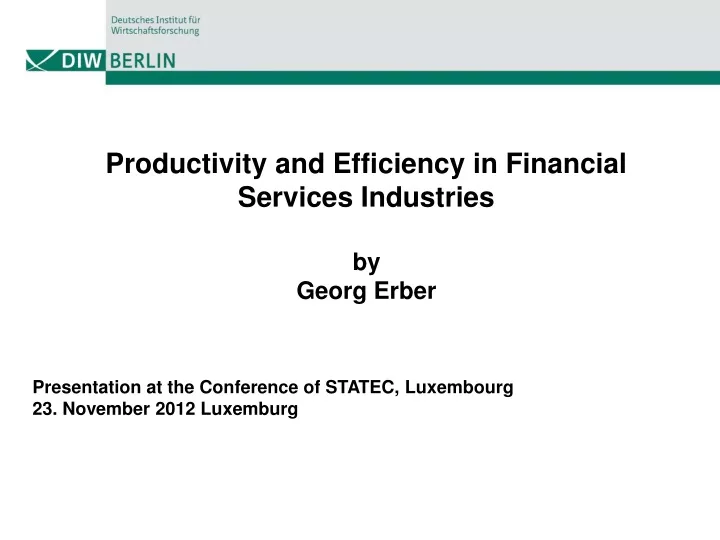 productivity and efficiency in financial services