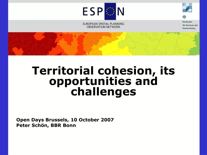 territorial cohesion its opportunities and challenges