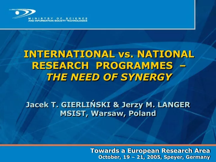international vs national research programmes