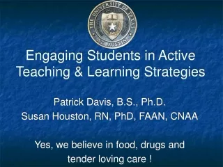 Engaging Students in Active Teaching &amp; Learning Strategies