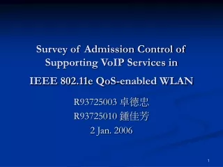 Survey of Admission Control of  Supporting VoIP Services in  IEEE 802.11e QoS-enabled WLAN