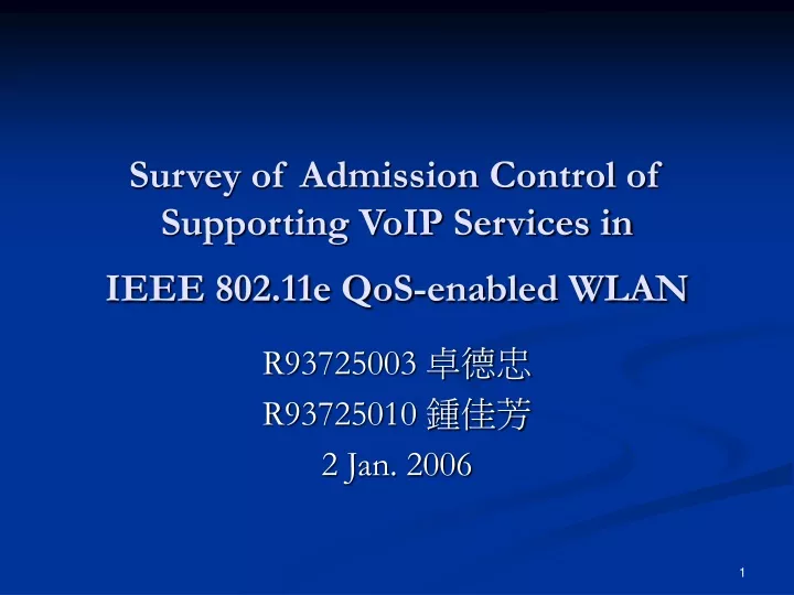 survey of admission control of supporting voip services in ieee 802 11e qos enabled wlan