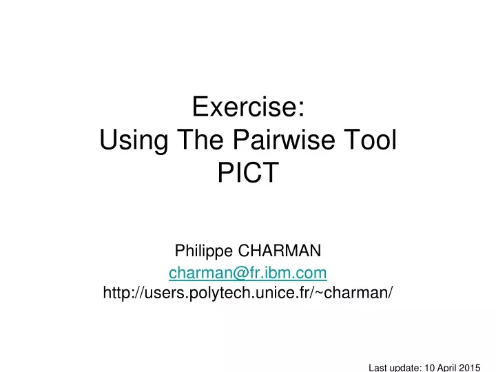 exercise using the pairwise tool pict