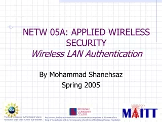 NETW 05A: APPLIED WIRELESS SECURITY  Wireless LAN Authentication