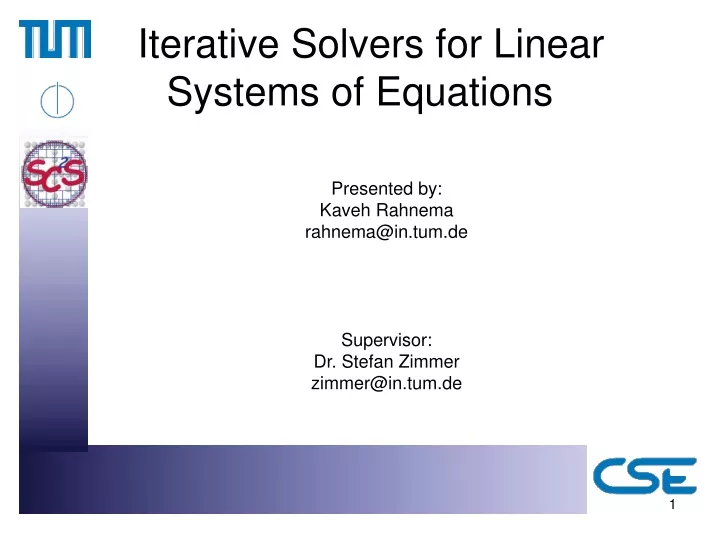 iterative solvers for linear systems of equations