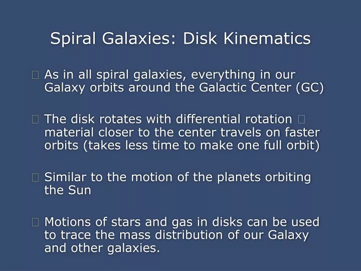 spiral galaxies disk kinematics