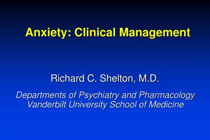 anxiety clinical management