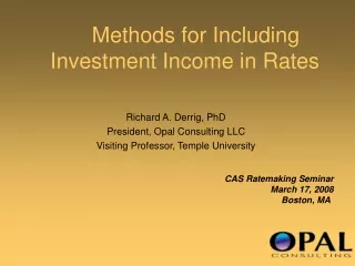 Methods for Including Investment Income in Rates