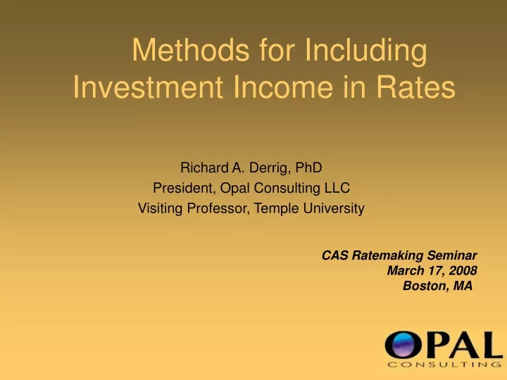 methods for including investment income in rates
