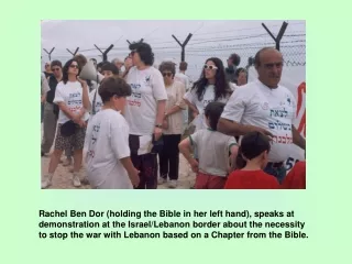 Rachel Ben Dor (holding the Bible in her left hand), speaks at