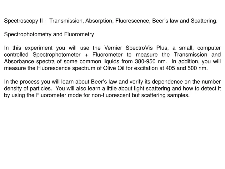 spectroscopy ii transmission absorption